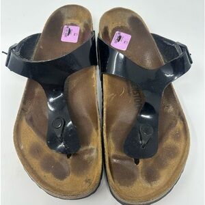Birkenstock Sandals Women's Gizeh Black Birko Flor EU 41 US 10 Comfort Flip Flop